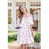 imageEkouaer Nightgowns for Women Short Sleeve Sleep Shirts Pleated Sleepdress Soft Sleepwear Victorian Ladies NightdressPurple White Floral