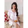 imageEkouaer Nightgowns for Women Short Sleeve Sleep Shirts Pleated Sleepdress Soft Sleepwear Victorian Ladies NightdressPurple White Floral