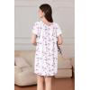 imageEkouaer Nightgowns for Women Short Sleeve Sleep Shirts Pleated Sleepdress Soft Sleepwear Victorian Ladies NightdressPurple White Floral