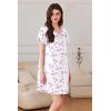 imageEkouaer Nightgowns for Women Short Sleeve Sleep Shirts Pleated Sleepdress Soft Sleepwear Victorian Ladies NightdressPurple White Floral