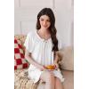 imageEkouaer Nightgowns for Women Short Sleeve Sleep Shirts Pleated Sleepdress Soft Sleepwear Victorian Ladies NightdressWhite
