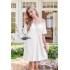 imageEkouaer Nightgowns for Women Short Sleeve Sleep Shirts Pleated Sleepdress Soft Sleepwear Victorian Ladies NightdressWhite