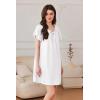 imageEkouaer Nightgowns for Women Short Sleeve Sleep Shirts Pleated Sleepdress Soft Sleepwear Victorian Ladies NightdressWhite