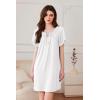 imageEkouaer Nightgowns for Women Short Sleeve Sleep Shirts Pleated Sleepdress Soft Sleepwear Victorian Ladies NightdressWhite