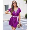 imageEkouaer Satin Nightgowns for Women Short Sleeve Nightshirt Silk Sleepwear Lace V Neck Pajama Dress SXXLPurple