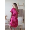 imageEkouaer Satin Nightgowns for Women Short Sleeve Nightshirt Silk Sleepwear Lace V Neck Pajama Dress SXXLRose Red