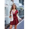 imageEkouaer Satin Nightgowns for Women Short Sleeve Nightshirt Silk Sleepwear Lace V Neck Pajama Dress SXXLWine Red