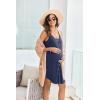 imageEkouaer Women 3 in 1 Labor and DeliveryMaternityNursing Nightgown Button Down Sleeveless Pregnancy Dress for BreastfeedingNavy Blue