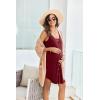 imageEkouaer Women 3 in 1 Labor and DeliveryMaternityNursing Nightgown Button Down Sleeveless Pregnancy Dress for BreastfeedingWine Red
