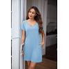 imageEkouaer Womens 2 Pack Nightgown V Neck Sleepshirt Short Sleeve Nightshirt Soft Sleep Dress with PocketsBlue Boholight Blue