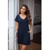 imageEkouaer Womens 2 Pack Nightgown V Neck Sleepshirt Short Sleeve Nightshirt Soft Sleep Dress with PocketsBlue Stripednavy Blue