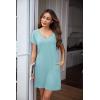 imageEkouaer Womens 2 Pack Nightgown V Neck Sleepshirt Short Sleeve Nightshirt Soft Sleep Dress with PocketsLeaflight Blue