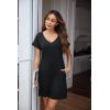 imageEkouaer Womens 2 Pack Nightgown V Neck Sleepshirt Short Sleeve Nightshirt Soft Sleep Dress with PocketsLeopardblack