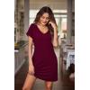 imageEkouaer Womens 2 Pack Nightgown V Neck Sleepshirt Short Sleeve Nightshirt Soft Sleep Dress with PocketsNavy Bluewine Red