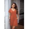 imageEkouaer Womens 2 Pack Nightgown V Neck Sleepshirt Short Sleeve Nightshirt Soft Sleep Dress with PocketsOrangegrey