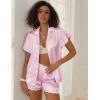 imageEkouaer Womens Classic Button Down Ruffle Sleeves Short Satin Silk Pajama SetPink