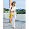 imageEkouaer Womens Classic Button Down Ruffle Sleeves Short Satin Silk Pajama SetWhite