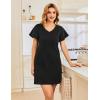 imageEkouaer Womens Cotton Nightgowns Soft Short Sleeve Sleep Shirts Printed Night Shirts Night DressBlack