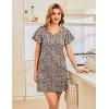 imageEkouaer Womens Cotton Nightgowns Soft Short Sleeve Sleep Shirts Printed Night Shirts Night DressLeopard