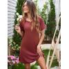 imageEkouaer Womens Sleep Shirt Short Sleeve Night Shirts Pullover Nightgown Soft Nightdress Sleepwear SXXLWine Red