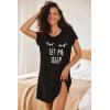 imageEkouaer Womens Sleep Shirts Short Sleeve Printed Nightgowns Crewneck Cute Soft Night Shirts S2XLBlack Sleep