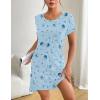 imageEkouaer Womens Sleep Shirts Short Sleeve Printed Nightgowns Crewneck Cute Soft Night Shirts S2XLBlue Star