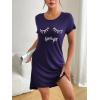 imageEkouaer Womens Sleep Shirts Short Sleeve Printed Nightgowns Crewneck Cute Soft Night Shirts S2XLPurple
