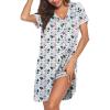 imageEkouaer Nightgowns for Women Button Down Pajamas Tops Short Sleeve Sleepwear VNeck Sleepwear S3XLFlower