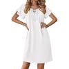 imageEkouaer Nightgowns for Women Short Sleeve Sleep Shirts Pleated Sleepdress Soft Sleepwear Victorian Ladies NightdressWhite