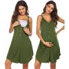 imageEkouaer Women 3 in 1 Labor and DeliveryMaternityNursing Nightgown Button Down Sleeveless Pregnancy Dress for BreastfeedingArmy Green