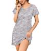 imageEkouaer Womens Cotton Nightgowns Soft Short Sleeve Sleep Shirts Printed Night Shirts Night DressGrey Coffee Print