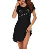 imageEkouaer Womens Sleep Shirts Short Sleeve Printed Nightgowns Crewneck Cute Soft Night Shirts S2XLBlack Cat