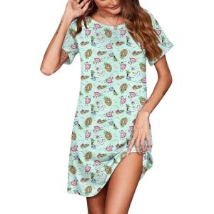 imageEkouaer Womens Sleep Shirt Short Sleeve Night Shirts Pullover Nightgown Soft Nightdress Sleepwear SXXLBeach