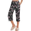 imageEkouaer 2 Pack Womens Capri Pajama Pants Printed Drawstring Comfy Pj Bottoms With PocketsBlackNavy Blue