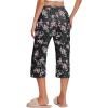 imageEkouaer 2 Pack Womens Capri Pajama Pants Printed Drawstring Comfy Pj Bottoms With PocketsBlackNavy Blue
