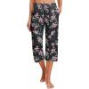 imageEkouaer 2 Pack Womens Capri Pajama Pants Printed Drawstring Comfy Pj Bottoms With PocketsBlackNavy Blue