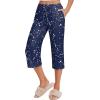 imageEkouaer 2 Pack Womens Capri Pajama Pants Printed Drawstring Comfy Pj Bottoms With PocketsDark BlueDark Teal