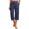 imageEkouaer 2 Pack Womens Capri Pajama Pants Printed Drawstring Comfy Pj Bottoms With PocketsDark BlueDark Teal