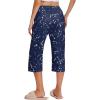 imageEkouaer 2 Pack Womens Capri Pajama Pants Printed Drawstring Comfy Pj Bottoms With PocketsDark BlueDark Teal