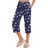 imageEkouaer 2 Pack Womens Capri Pajama Pants Printed Drawstring Comfy Pj Bottoms With PocketsDark BlueDark Teal