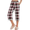imageEkouaer 2 Pack Womens Capri Pajama Pants Printed Drawstring Comfy Pj Bottoms With PocketsMaroonGrey Black