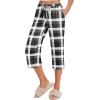 imageEkouaer 2 Pack Womens Capri Pajama Pants Printed Drawstring Comfy Pj Bottoms With PocketsMaroonGrey Black