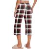 imageEkouaer 2 Pack Womens Capri Pajama Pants Printed Drawstring Comfy Pj Bottoms With PocketsMaroonGrey Black