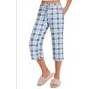imageEkouaer 2 Pack Womens Capri Pajama Pants Printed Drawstring Comfy Pj Bottoms With PocketsPowder BluePeach