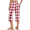 imageEkouaer 2 Pack Womens Capri Pajama Pants Printed Drawstring Comfy Pj Bottoms With PocketsRedBlue