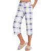 imageEkouaer 2 Pack Womens Capri Pajama Pants Printed Drawstring Comfy Pj Bottoms With PocketsRedBlue