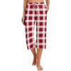 imageEkouaer 2 Pack Womens Capri Pajama Pants Printed Drawstring Comfy Pj Bottoms With PocketsRedBlue