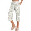 imageEkouaer 2 Pack Womens Capri Pajama Pants Printed Drawstring Comfy Pj Bottoms With PocketsRoyal BlueBeige