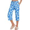 imageEkouaer 2 Pack Womens Capri Pajama Pants Printed Drawstring Comfy Pj Bottoms With PocketsRoyal BlueBeige