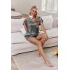 imageEkouaer Women Satin Pajamas Set Ruffle Sleeves Silk Pj Set Soft V Neck Sleepwear LoungewearGray